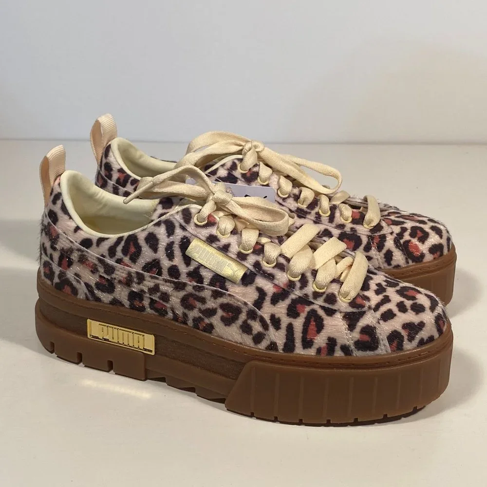 Puma Mayze Leopard Print Platform Sneakers Women Size 7.5 / New